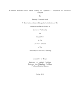 Caribbean Northern Arawak Person Marking and Alignment: a Comparative and Diachronic Analysis