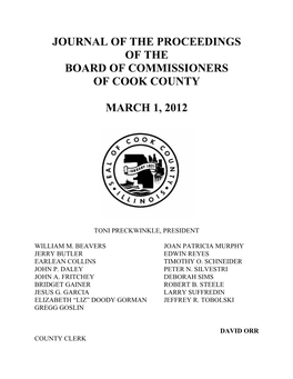 Journal of the Proceedings of the Board of Commissioners of Cook County