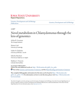 Novel Metabolism in Chlamydomonas Through the Lens of Genomics Arthur R