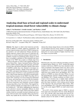 Analyzing Cloud Base at Local and Regional Scales to Understand Tropical Montane Cloud Forest Vulnerability to Climate Change