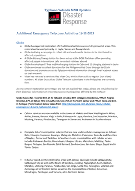 Typhoon Yolanda MNO Updates Additional Emergency Telecoms