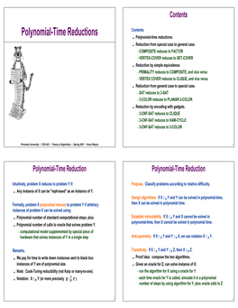 Polynomial-Time Reductions Contents