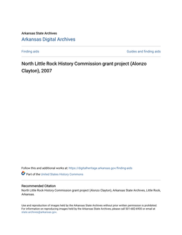 North Little Rock History Commission Grant Project (Alonzo Clayton), 2007