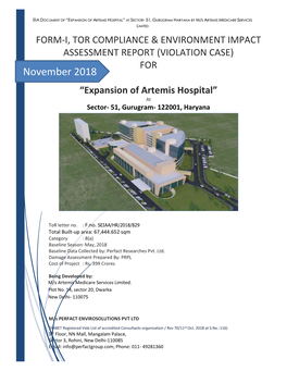 (VIOLATION CASE) for “Expansion of Artemis Hospital”