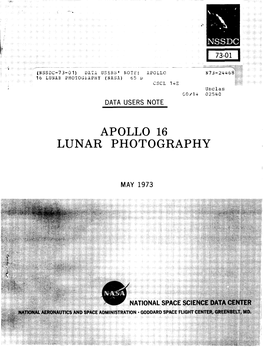 Apollo 16 Lunar Photography