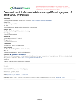 Comparative Clinical Characteristics Among Different Age Group of Adult COVID-19 Patients