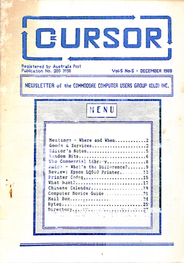 Cursor Commodore Computer Users Group QLD Vol 5 No 5 Dec 1988