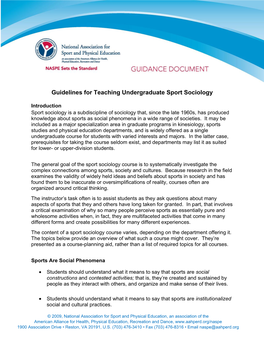 Guidelines for Teaching Undergraduate Sport Sociology