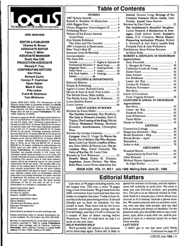 Table of Contents Editorial Matters