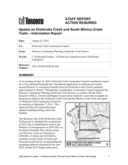 Update on Etobicoke Creek and South Mimico Creek Trails – Information Report