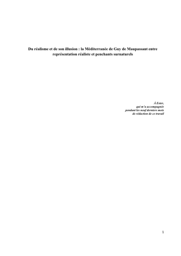 Du Réalisme Et De Son Illusion : La Méditerranée De Guy De Maupassant Entre Représentation Réaliste Et Penchants Surnaturels