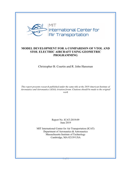 Model Development for a Comparison of Vtol and Stol Electric Aircraft Using Geometric Programming