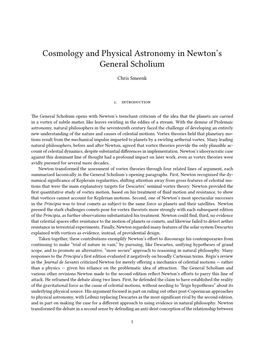 Cosmology and Physical Astronomy in Newton's General Scholium