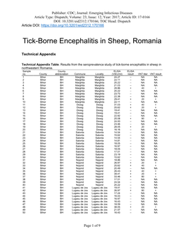 Tick-Borne Encephalitis in Sheep, Romania