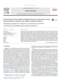 Chemical and Sensory Profiles of Makgeolli, Korean Commercial Rice Wine, from Descriptive, Chemical, and Volatile Compound Analy