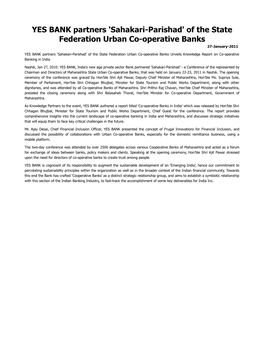 Of the State Federation Urban Co-Operative Banks 27-January-2011