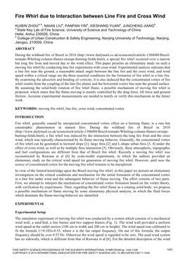 Fire Whirl Due to Interaction Between Line Fire and Cross Wind