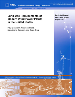 Land-Use Requirements of Modern Wind Power Plants in the United DE-AC36-08-GO28308 States 5B