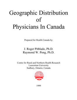 Geographic Distribution of Physicians in Canada