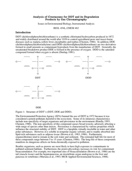 1 Analysis of Crustaceans for DDT and Its Degradation Products By