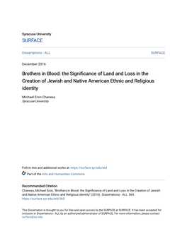 The Significance of Land and Loss in the Creation of Jewish and Native American Ethnic and Religious Identity