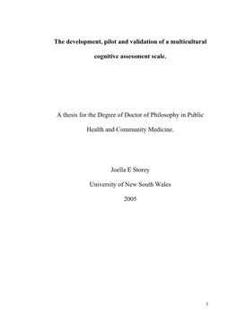 The Development, Pilot and Validation of a Multicultural Cognitive Assessment Scale