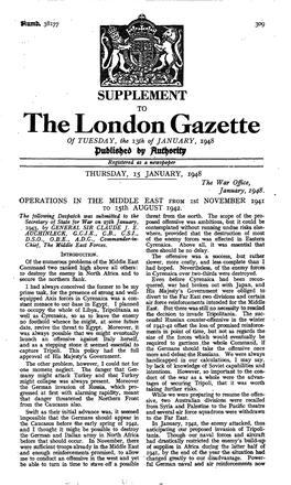 The London Gazette of TUESDAY, the I&H of JANUARY, 1948 by Registered As a Newspaper THURSDAY, 15 JANUARY, 1948 the War Office, January, 1948