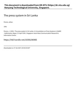 The Press System in Sri Lanka