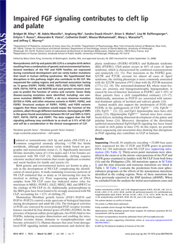 Impaired FGF Signaling Contributes to Cleft Lip and Palate