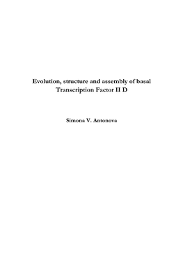 Evolution, Structure and Assembly of Basal Transcription Factor II D