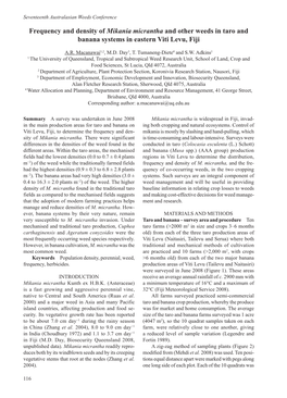 Frequency and Density of Mikania Micrantha and Other Weeds in Taro and Banana Systems in Eastern Viti Levu, Fiji