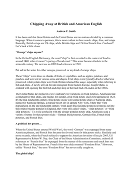 Chipping Away at British and American English