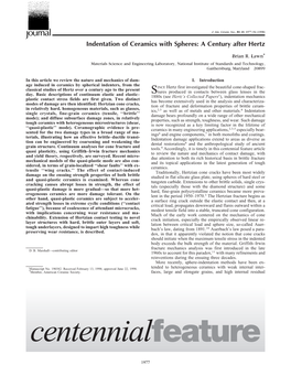Indentation of Ceramics with Spheres: a Century After Hertz