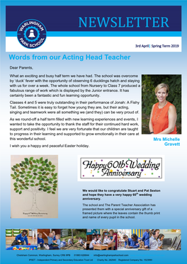 Words from Our Acting Head Teacher