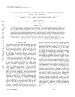 Did the Ancient Egyptians Record the Period of the Eclipsing Binary Algol