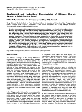 Development and Horticultural Characteristics of Hibiscus Hybrids