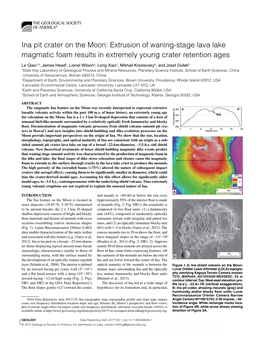 Ina Pit Crater on the Moon: Extrusion of Waning-Stage Lava Lake Magmatic Foam Results in Extremely Young Crater Retention Ages