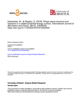 Katsanikas, M., & Wiggins, S. (2018). Phase Space Structure And