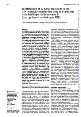 Identification of 12 Novel Mutations in the A-N-Acetylglucosaminidase