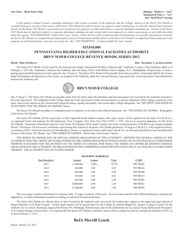 Bofa Merrill Lynch Dated: January 25, 2012 Bofa Merrill Lynch Dated: January 25, 2012