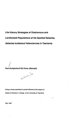 Life History Strategies of Diadromous and Landlocked