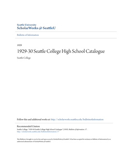 1929-30 Seattle College High School Catalogue