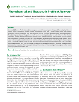 Phytochemical and Therapeutic Profile of Aloe Vera