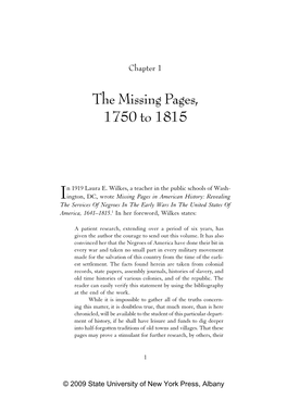 The Missing Pages, 1750 to 1815
