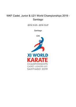 WKF Cadet, Junior & U21 World Championships 2019