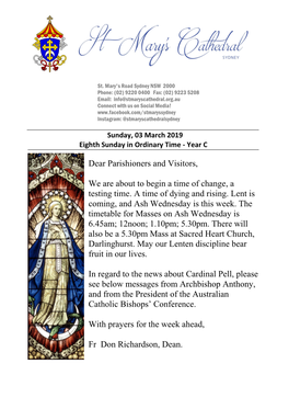 Cathedral Bulletin and Notices – 03.03.19