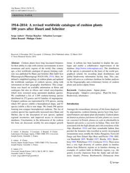 1914–2014: a Revised Worldwide Catalogue of Cushion Plants 100 Years After Hauri and Schro¨Ter