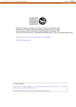 Contribution of Plasmodium Knowlesi to Multi- Species Human Malaria Infections in North Sumatera, Indonesia