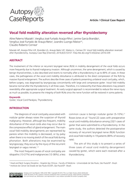 Vocal Fold Mobility Alteration Reversed After Thyroidectomy