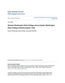 Western Washington State College Versus Eastern Washington State College Football Program 1969